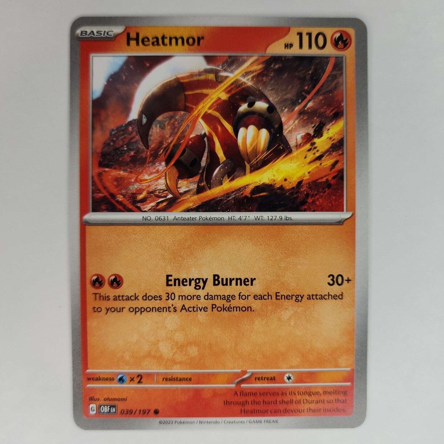 Heatmor 39/197 Pokémon TGC Obsidian Flames