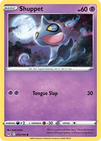 Shuppet  72/196 Pokémon TCG Lost Origin