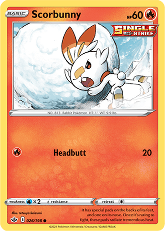 Scorbunny [Reverse Holo]  26/203 Pokémon TCG Chilling Reign