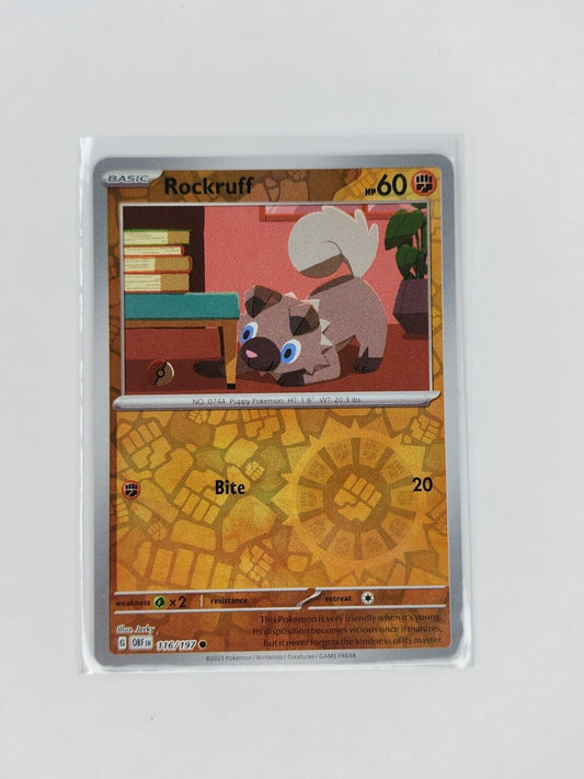 Rockruff [Reverse Holo] 116/197 Pokémon TGC Obsidian Flames