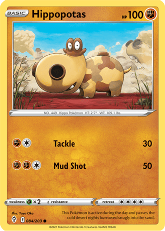 Hippopotas  84/203 Pokémon TCG Evolving Skies