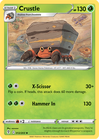 Crustle  12/203 Pokémon TCG Evolving Skies