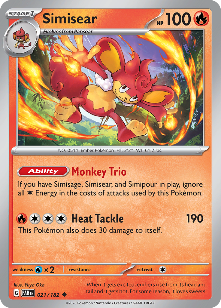 Simisear  21/182 Pokémon TCG Paradox Rift