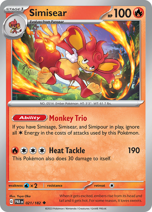 Simisear  21/182 Pokémon TCG Paradox Rift