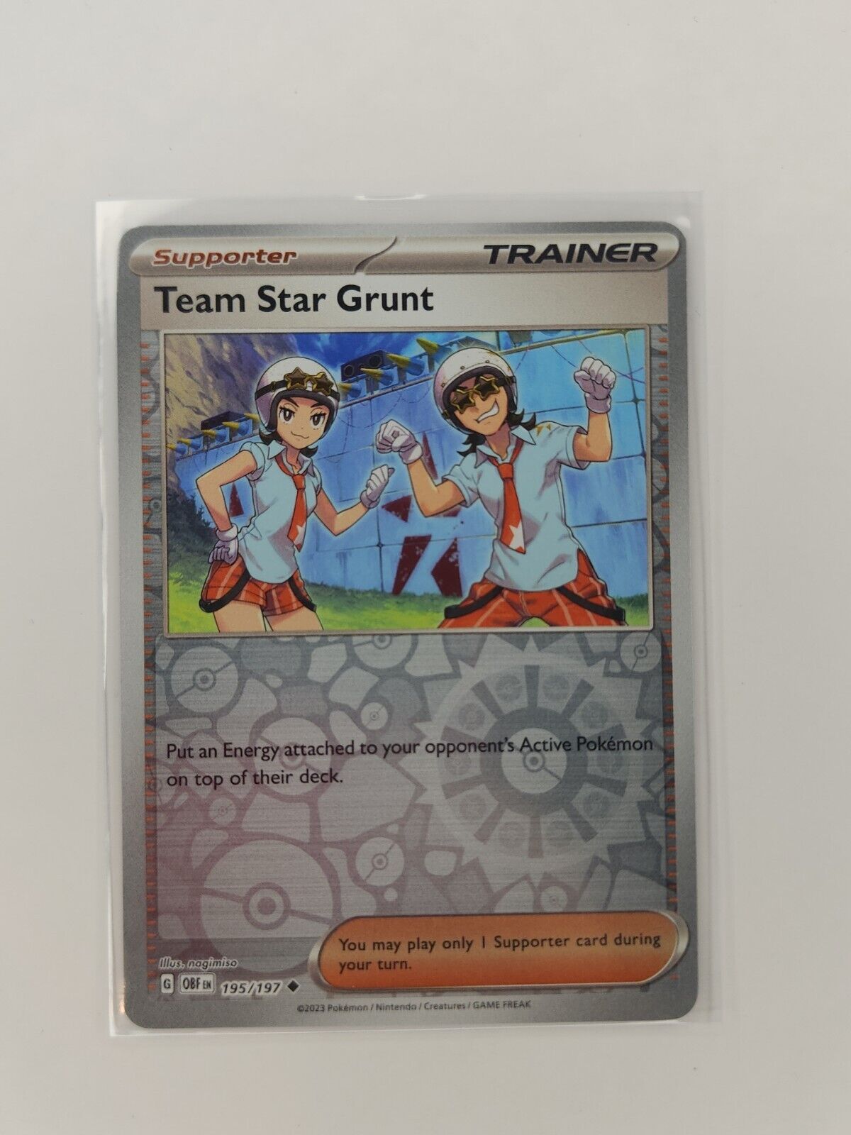 Team Star Grunt [Reverse Holo] 195/197 Pokémon TGC Obsidian Flames