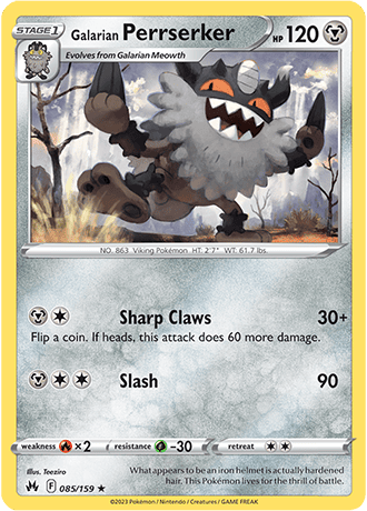 Galarian Perrserker  85/159 Pokémon TCG Crown Zenith