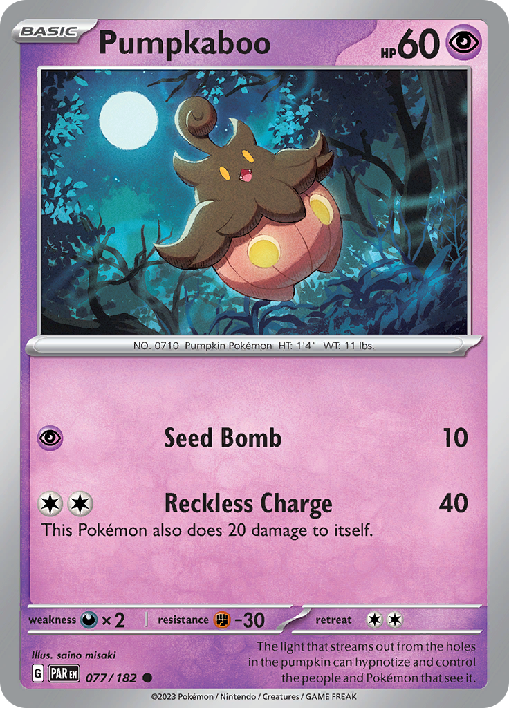 Pumpkaboo  77/182 Pokémon TCG Paradox Rift