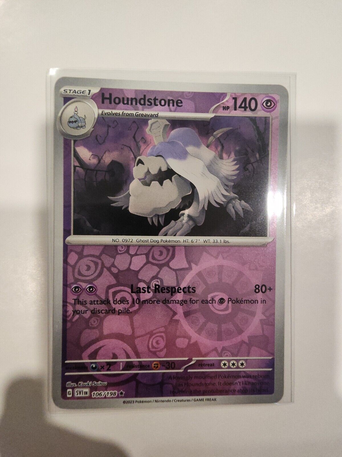 Houndstone [Reverse Holo] 106/198 Pokémon TGC Scarlet & Violet