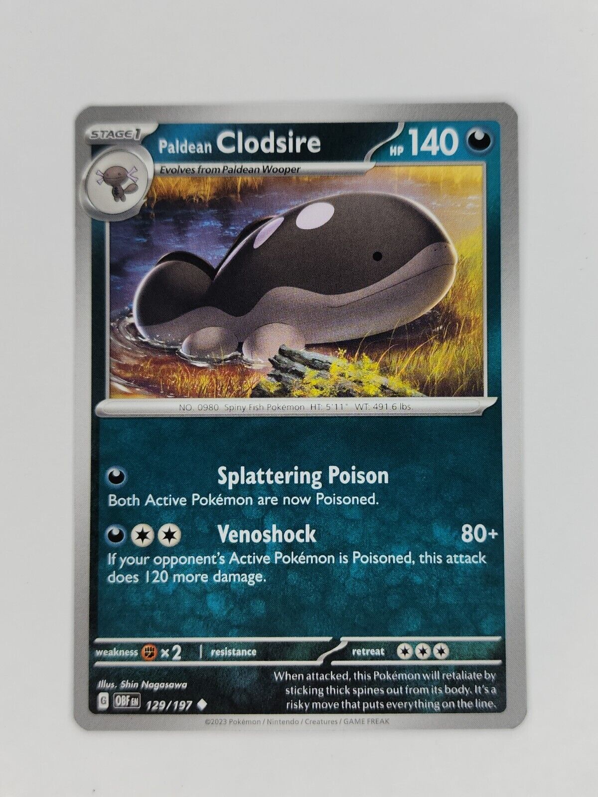 Paldean Clodsire 129/197 Pokémon TGC Obsidian Flames