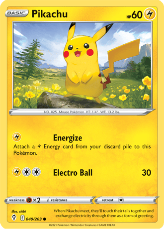 Pikachu  49/203 Pokémon TCG Evolving Skies