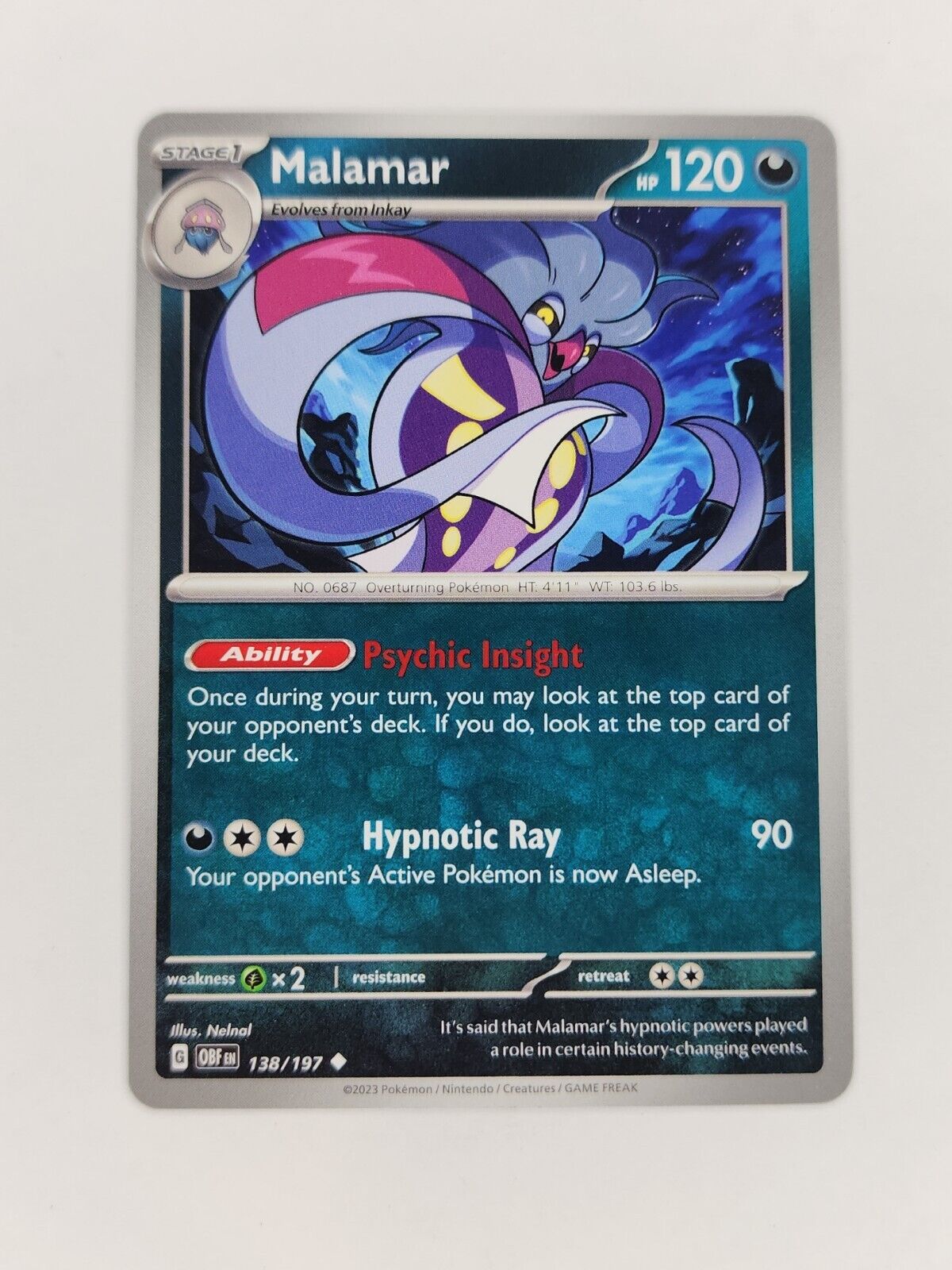 Malamar 138/197 Pokémon TGC Obsidian Flames