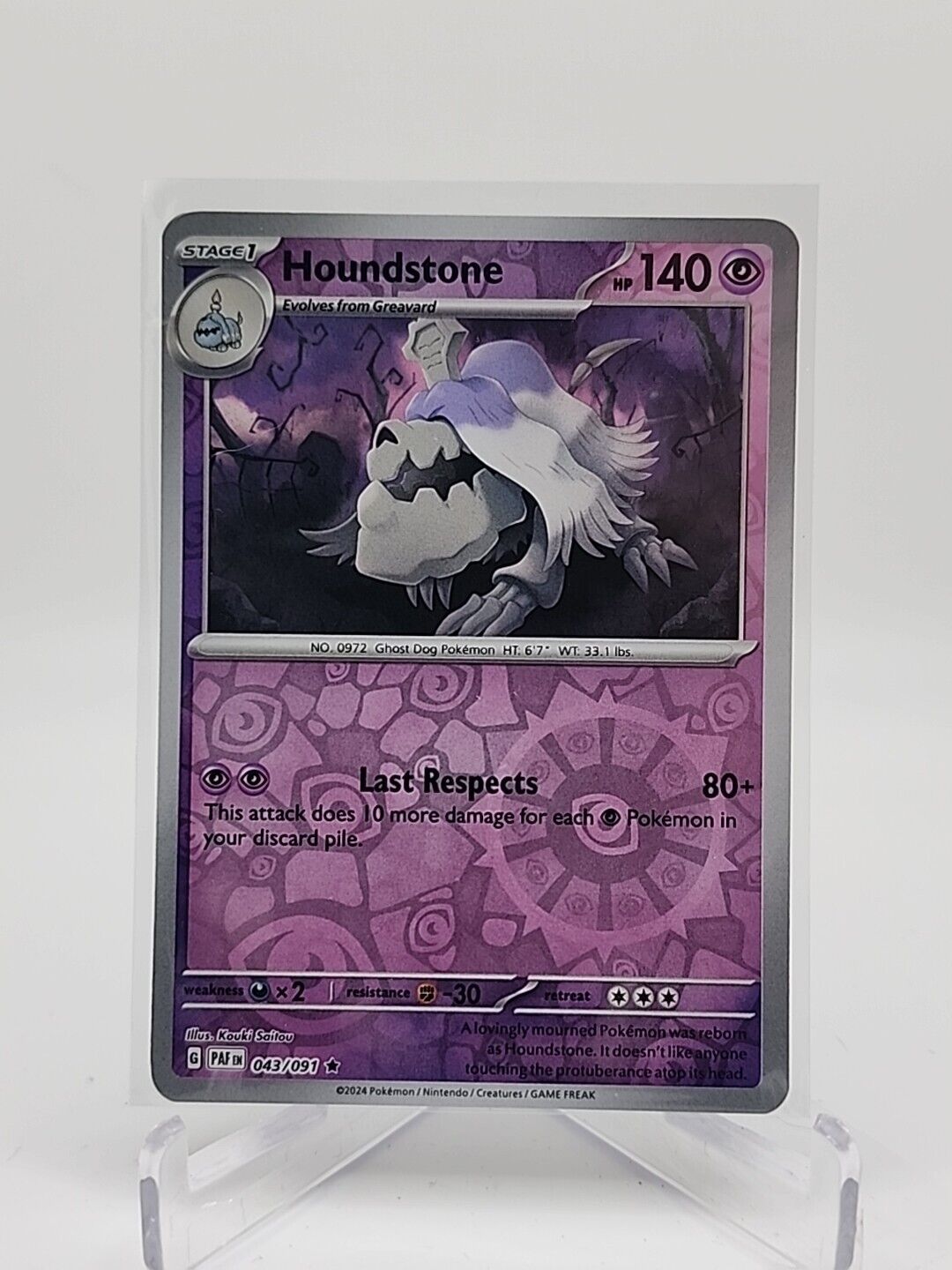 Houndstone [Reverse Holo]  43/91 Pokémon TCG Paldean Fates