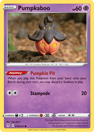 Pumpkaboo  76/203 Pokémon TCG Evolving Skies