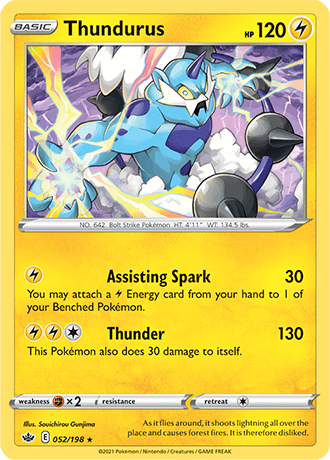 Thundurus [Reverse Holo]  52/203 Pokémon TCG Chilling Reign