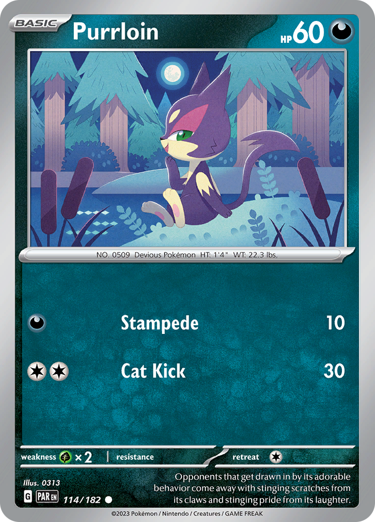 Purrloin  114/182 Pokémon TCG Paradox Rift