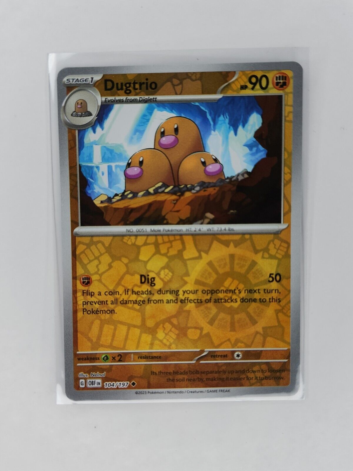 Dugtrio [Reverse Holo] 104/197 Pokémon TGC Obsidian Flames