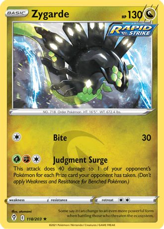 Zygarde  118/203 Pokémon TCG Evolving Skies