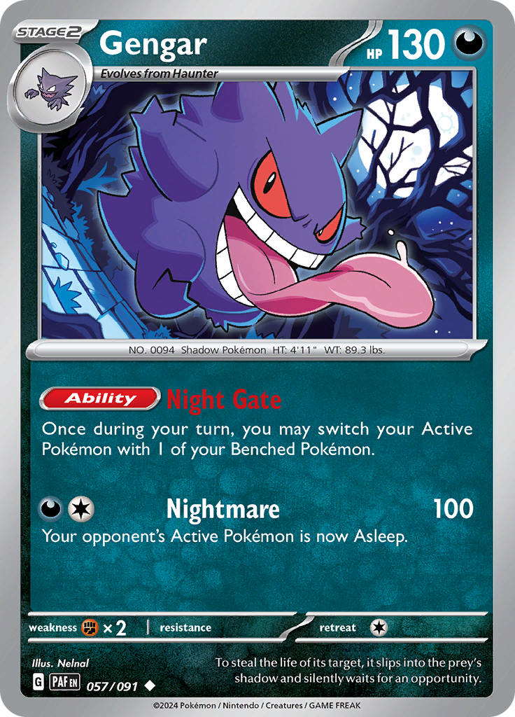 Gengar  57/91 Pokémon TCG Paldean Fates