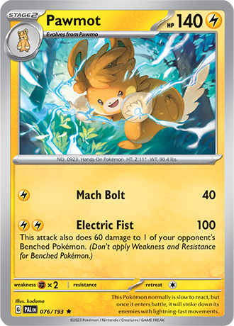 Pawmot  76/193 Pokémon TCG Paldea Evolved