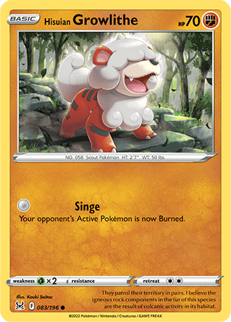 Hisuian Growlithe  83/196 Pokémon TCG Lost Origin