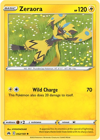 Zeraora  52/159 Pokémon TCG Crown Zenith