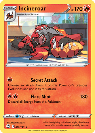 Incineroar  32/195 Pokémon TCG Silver Tempest