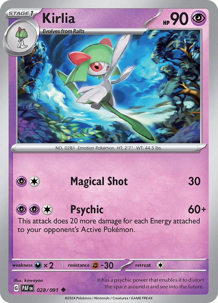 Kirlia  28/91 Pokémon TCG Paldean Fates