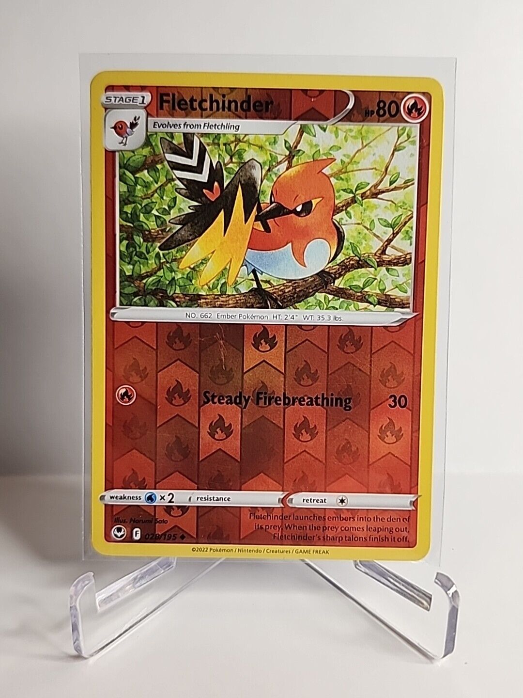 Fletchinder [Reverse Holo] 28/195 Pokémon Cards Silver Tempest