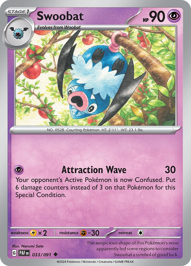 Swoobat  33/91 Pokémon TCG Paldean Fates