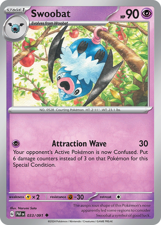 Swoobat  33/91 Pokémon TCG Paldean Fates