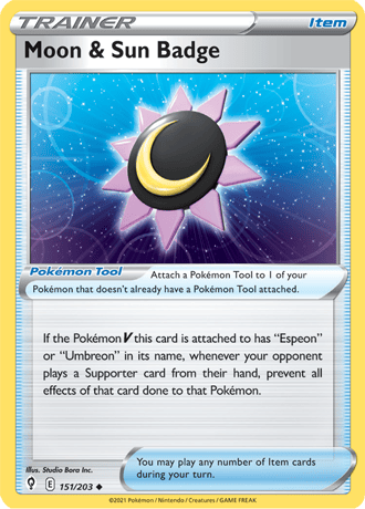 Moon & Sun Badge  151/203 Pokémon TCG Evolving Skies