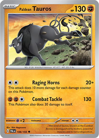 Paldean Tauros  108/193 Pokémon TCG Paldea Evolved