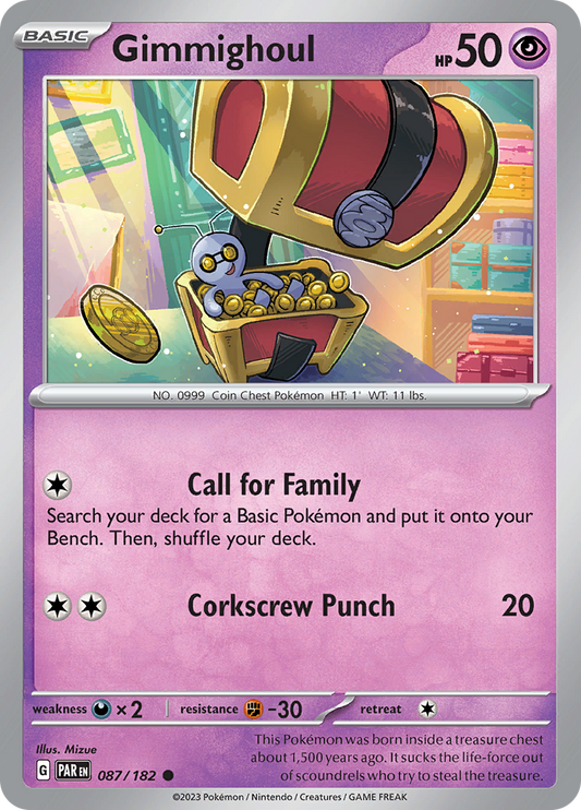 Gimmighoul  87/182 Pokémon TCG Paradox Rift