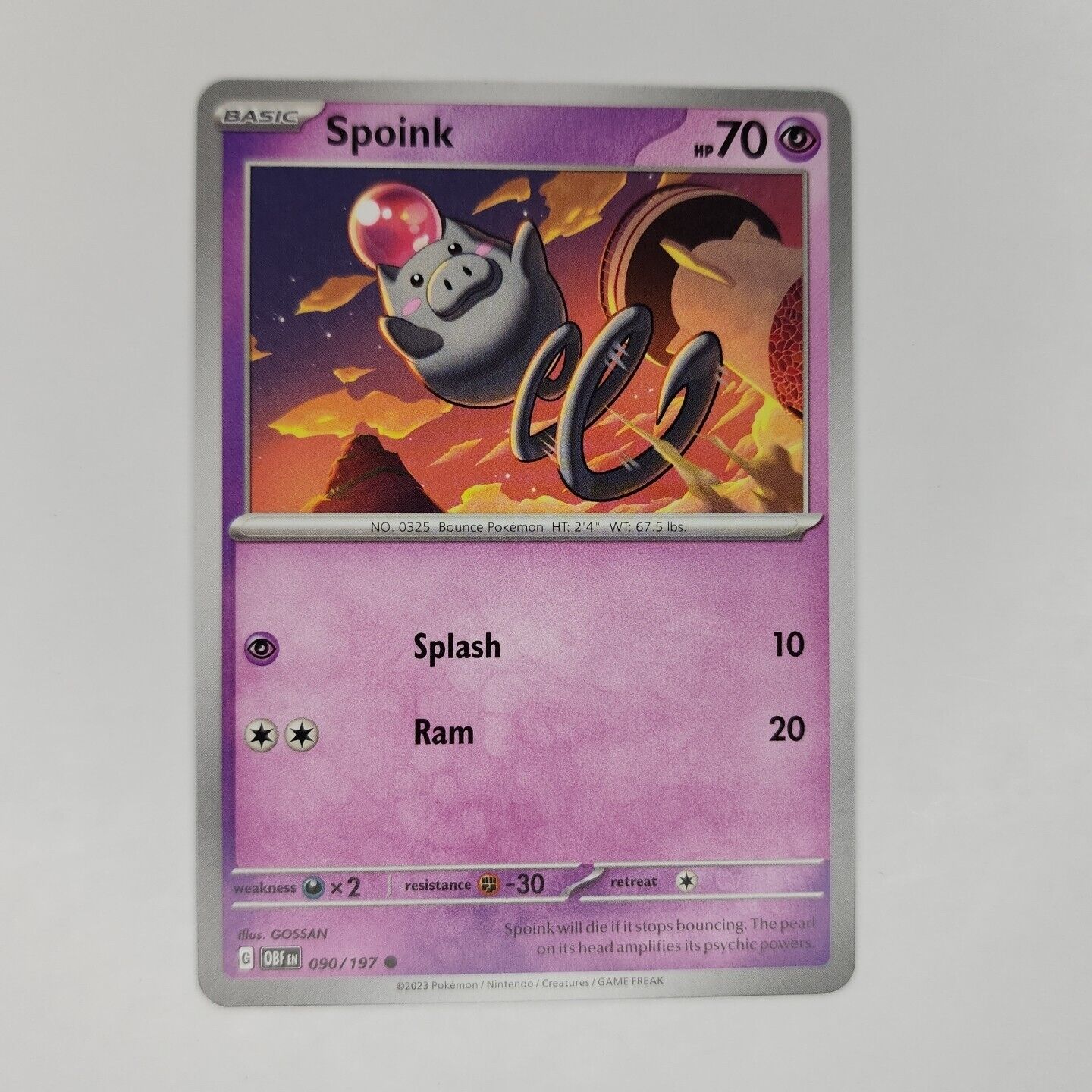 Spoink 90/197 Pokémon TGC Obsidian Flames