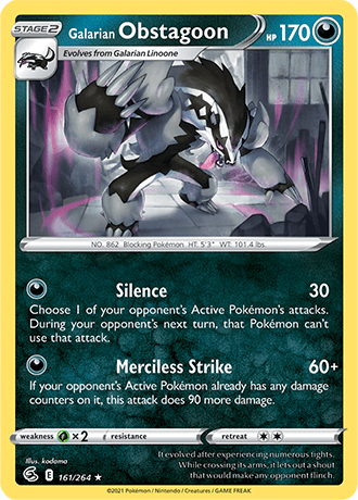 Galarian Obstagoon  161/264 Pokémon TCG Fusion Strike