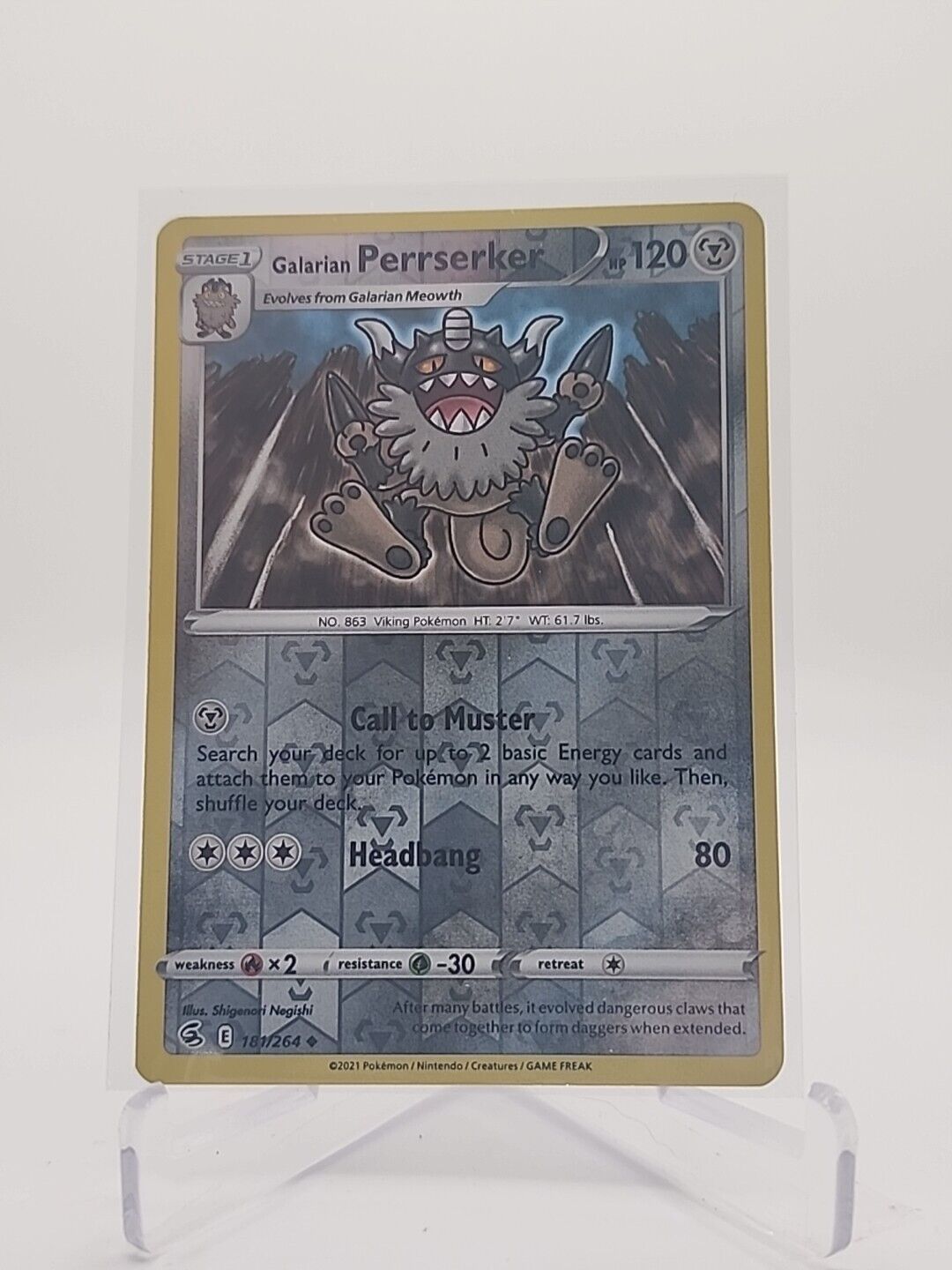 Galarian Perrserker [Reverse Holo] 181/264 Pokémon TGC Fusion Strike