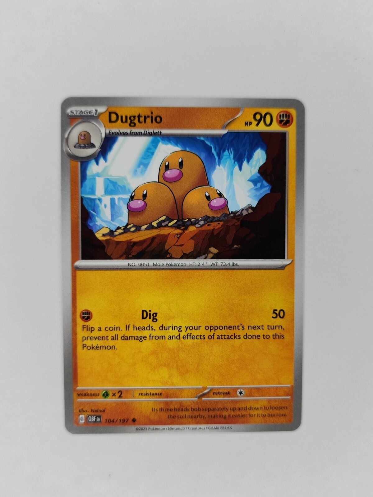 Dugtrio 104/197 Pokémon TGC Obsidian Flames