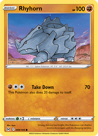 Rhyhorn  89/196 Pokémon TCG Lost Origin