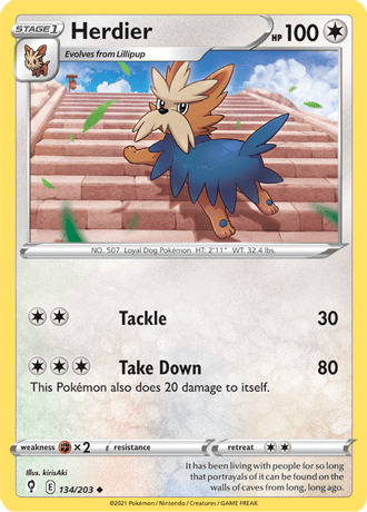 Herdier  134/203 Pokémon TCG Evolving Skies