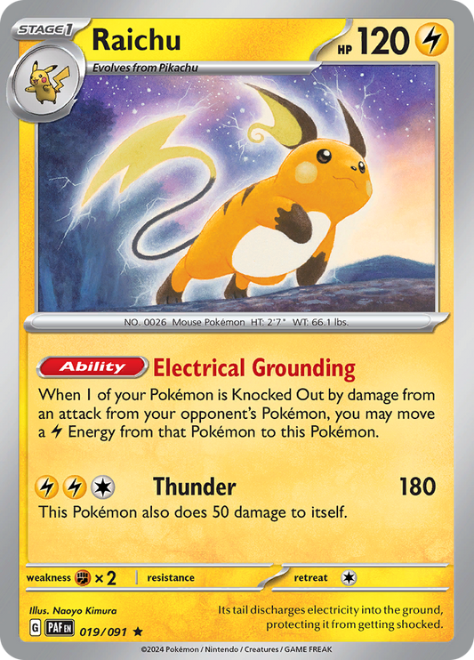 Raichu  19/91 Pokémon TCG Paldean Fates