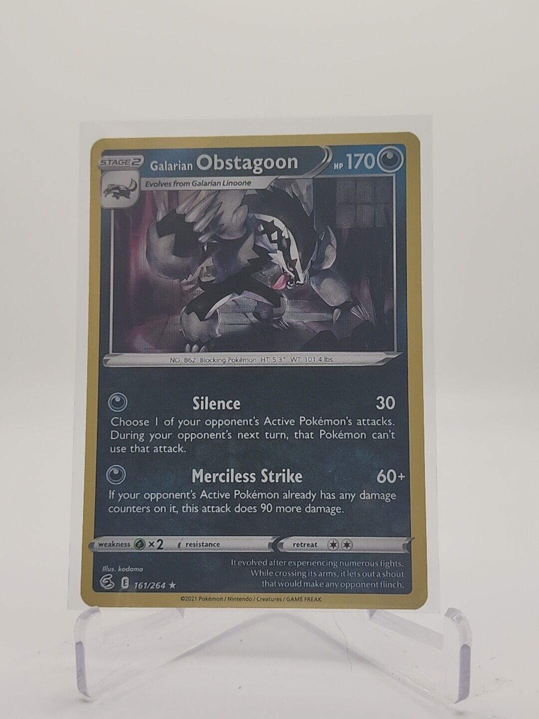 Galarian Obstagoon [Reverse Holo] 161/264 Pokémon TGC Fusion Strike