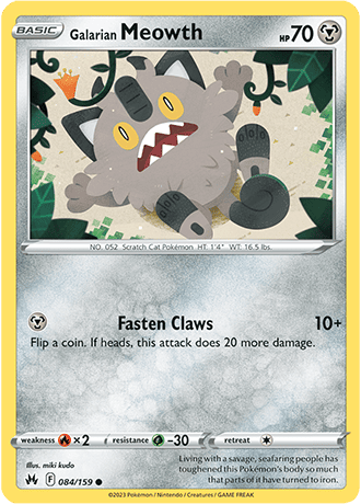 Galarian Meowth  84/159 Pokémon TCG Crown Zenith