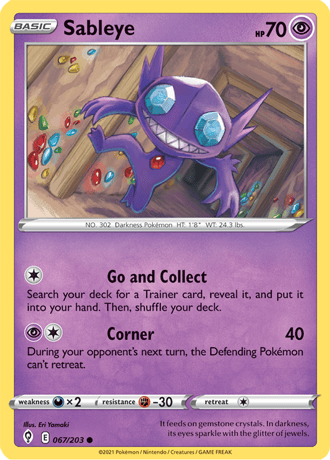 Sableye  67/203 Pokémon TCG Evolving Skies