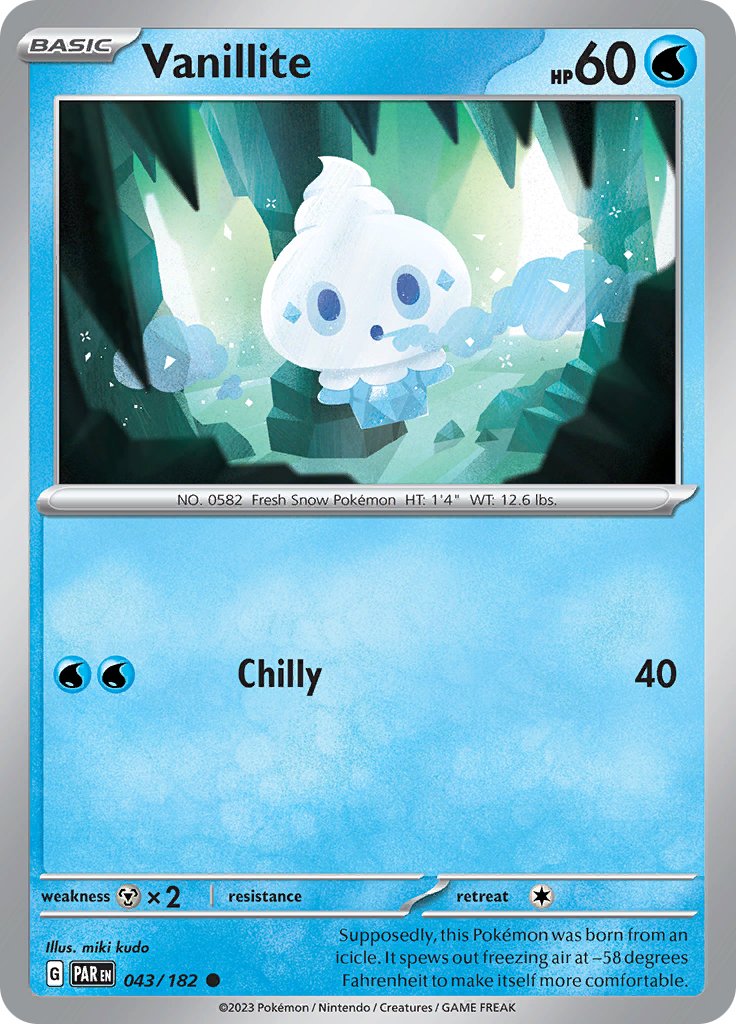 Vanillite  43/182 Pokémon TCG Paradox Rift