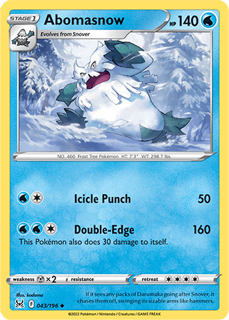 Abomasnow  43/196 Pokémon TCG Lost Origin