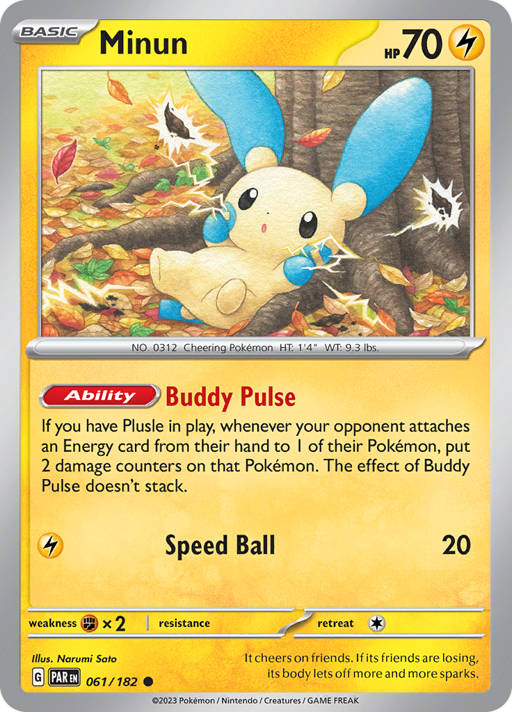 Minun  61/182 Pokémon TCG Paradox Rift