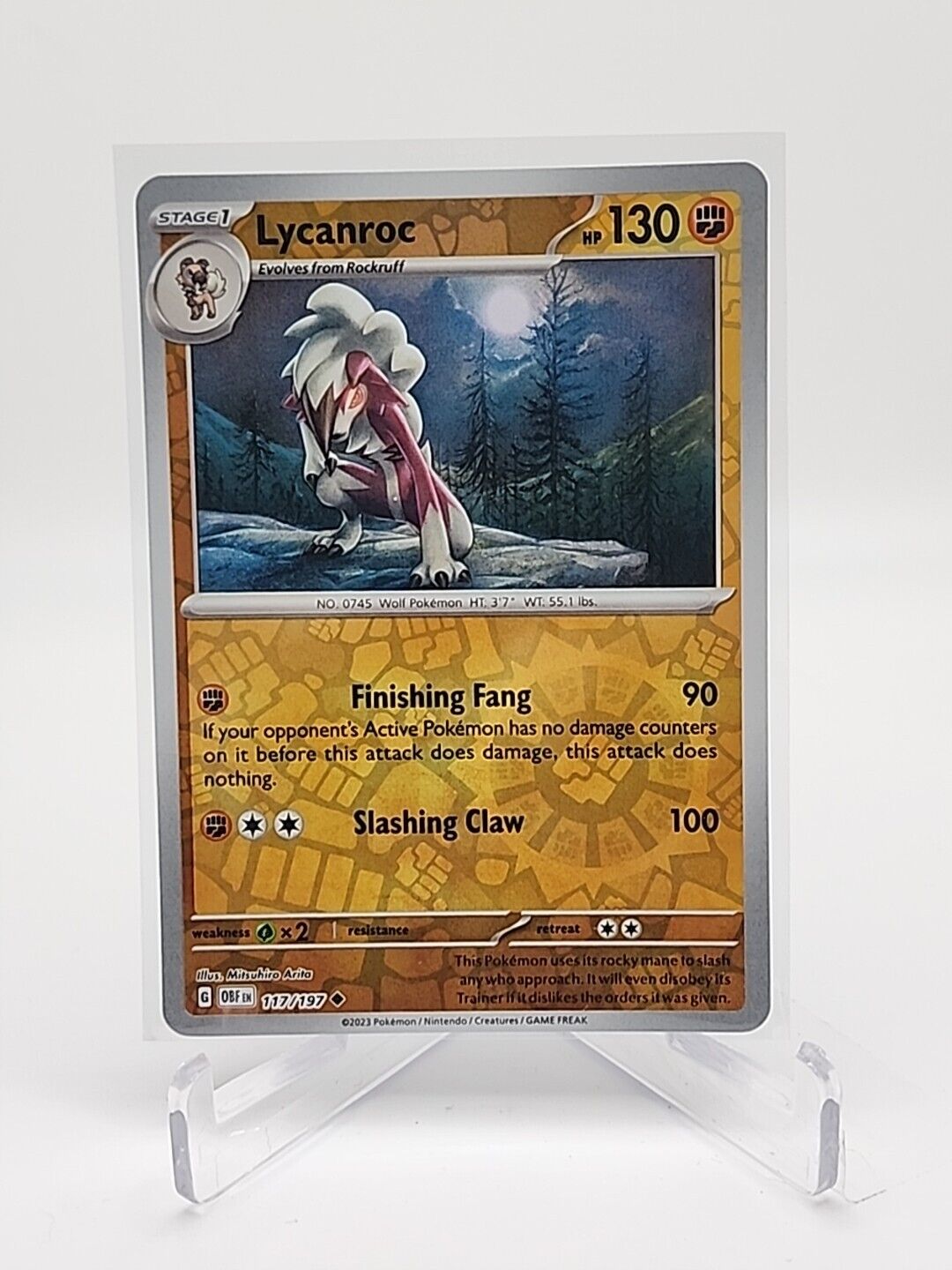 117/197 Lycanroc [Reverse Holo] Pokémon TCG Obsidian Flames