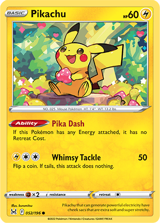 Pikachu  52/196 Pokémon TCG Lost Origin