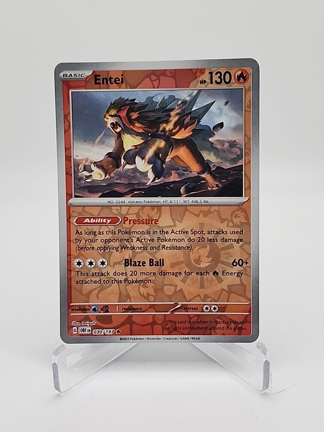 30/197 Entei [Reverse Holo] Pokémon TCG Obsidian Flames