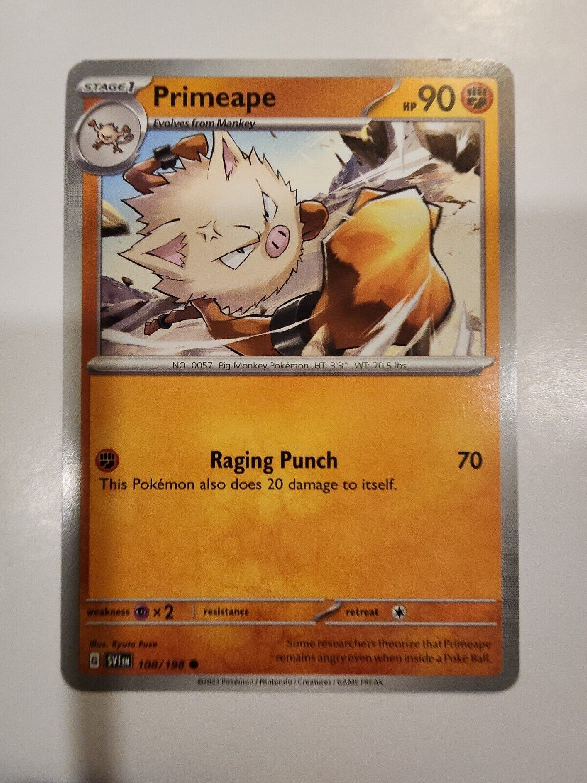 Primeape 108/198 Pokémon TGC Scarlet & Violet